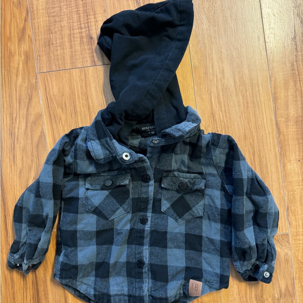Little Bipsy Navy and Light Blue Hooded Shacket